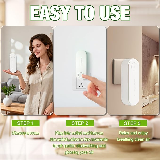 Purificador de Aire Ionizador Negativo Portátil 2 Piezas Blanco miniatura 7