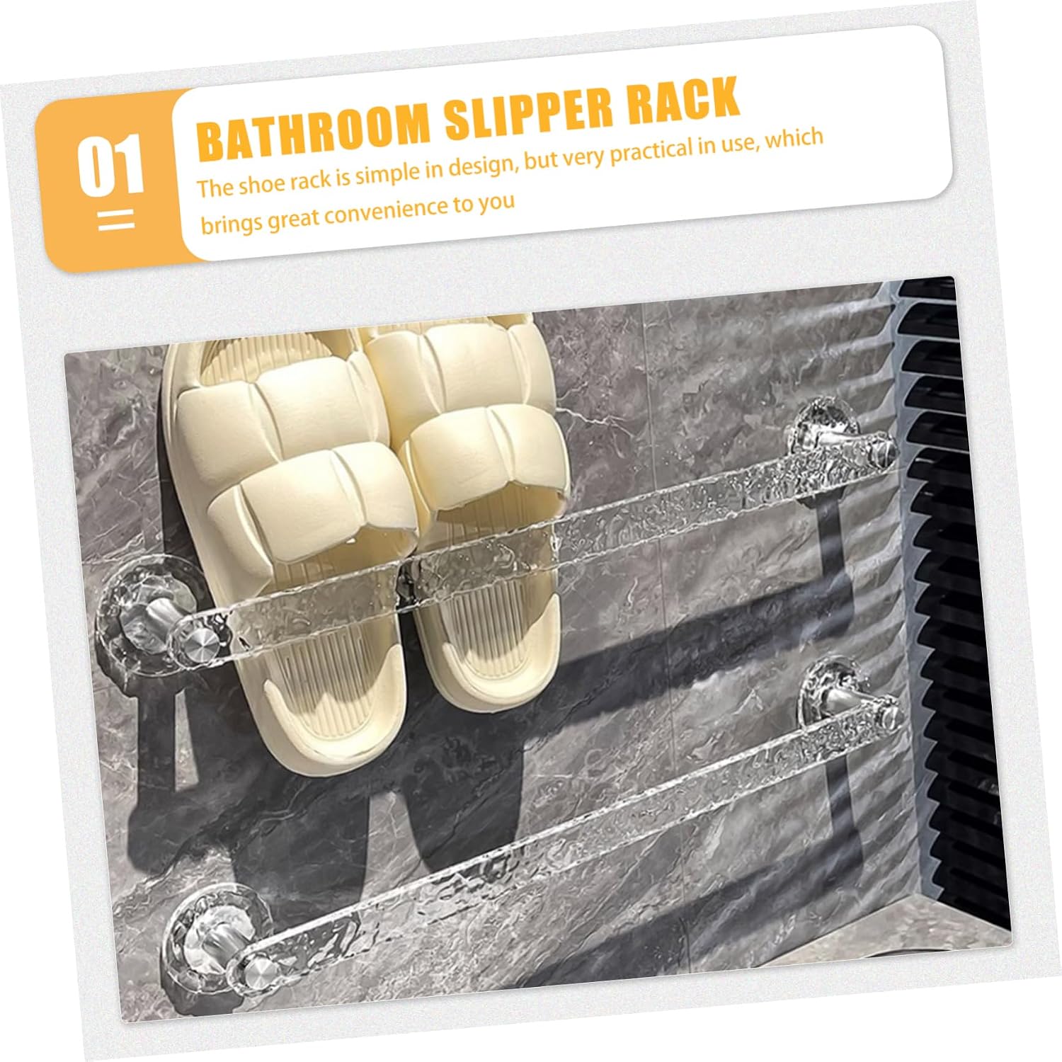 No Drilling Slipper Storage -mounted Self-adhesive Shoes Drying Rack Easy Install Double Type for Bathroom