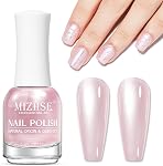 MIZHSE Pink Nail Polonais 15ml,Grand volume à sec rapide Pearl Huile polonaise Air Séchage rapide Pearlescent clair rose laque de ongles Non Gel à base d'huile Nail Art Manucure Salon Accueil DIY Cadeaux