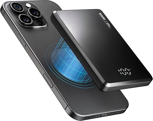 Miniatura 10 de Banco de energía magnético ultradelgado, cargador portátil inalámbrico de aluminio, batería USB-C de carga rápida para iPhone 15/14/13/12 y MagSafe,