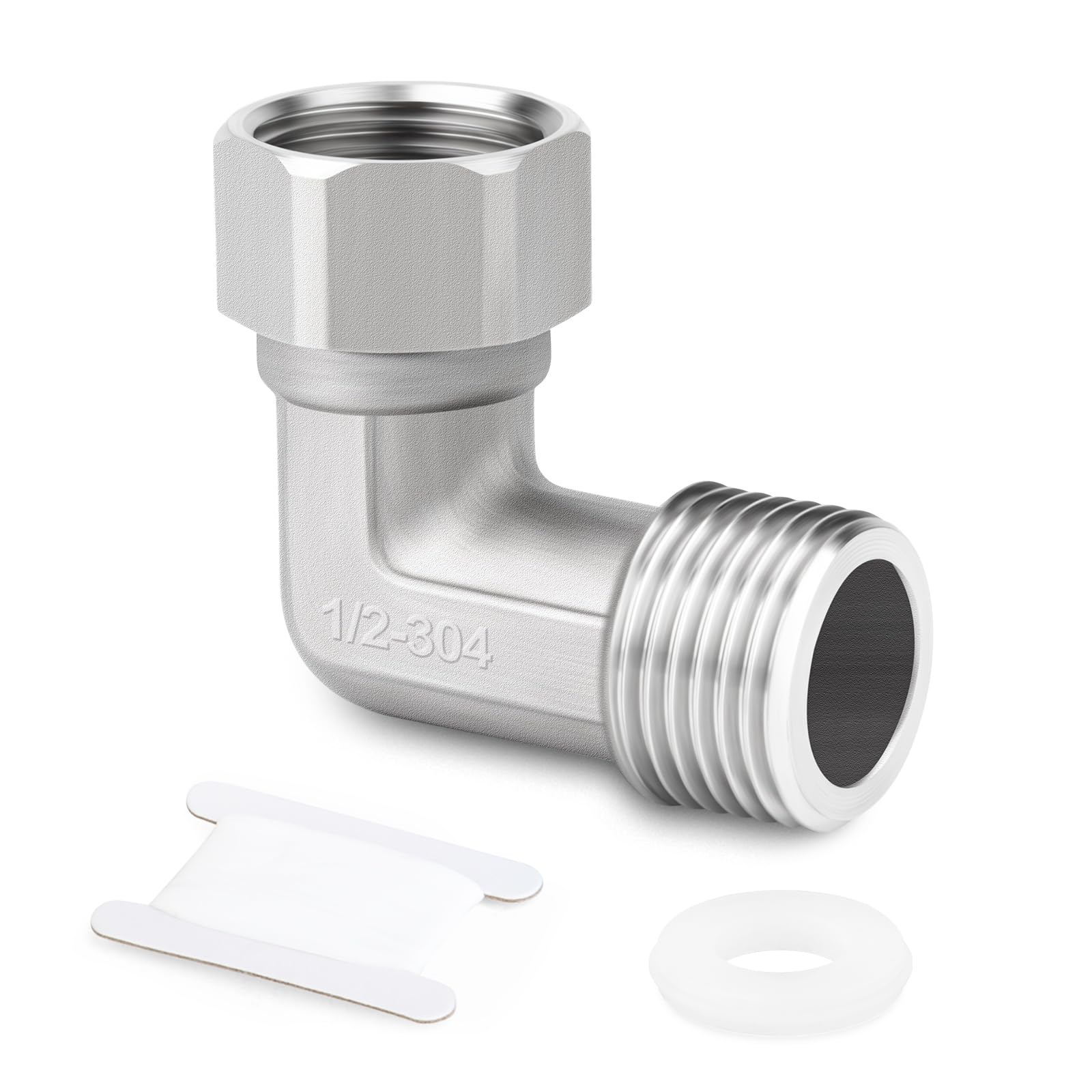 1 pezzi gomito a 90 gradi in acciaio inox 304 2 estremità connettore mobile flessibile, 1/2” femmina e maschio per spruzzatore, valvola angolare, braccio doccia