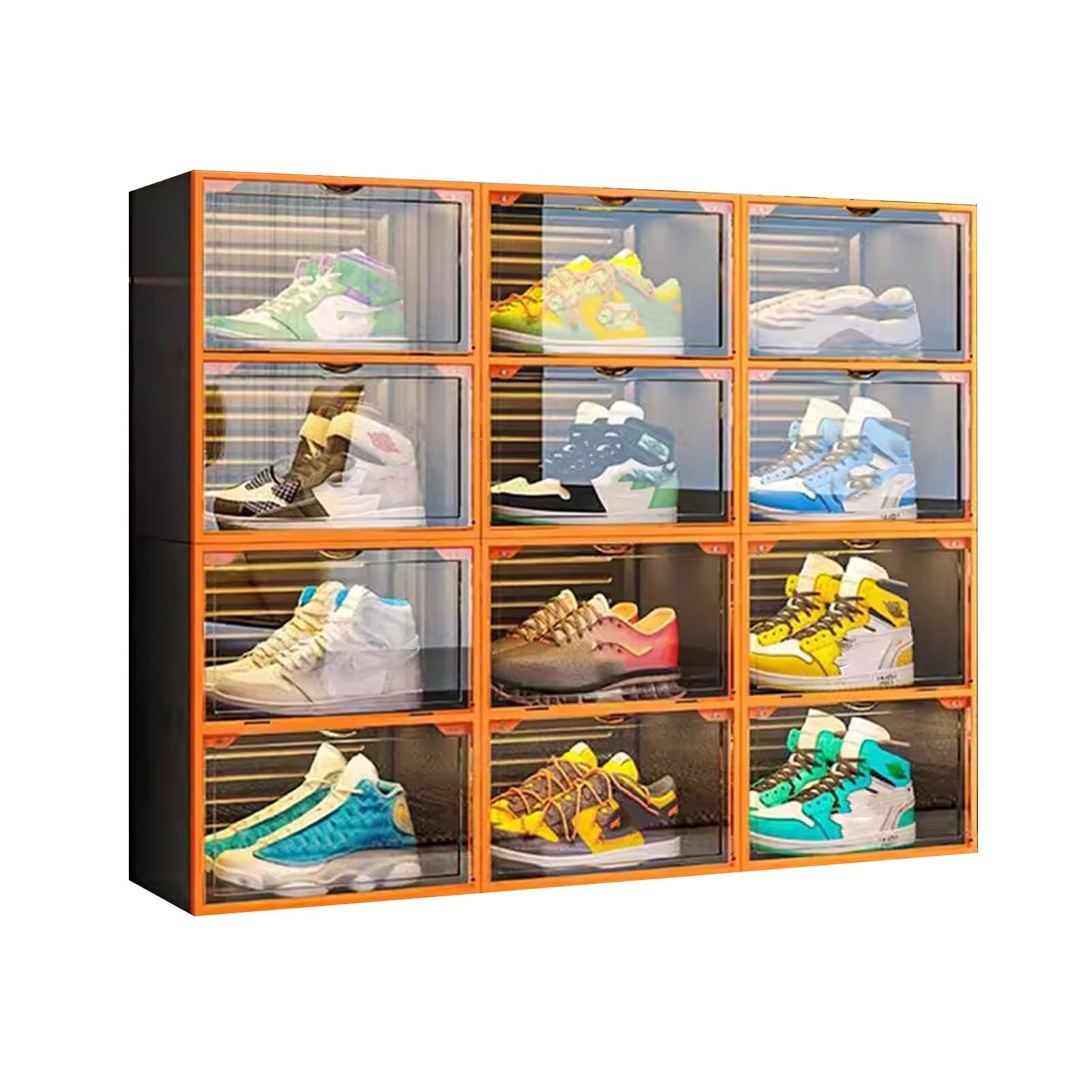 Schuhboxen Stapelbarer Schuhkarton, Klare Aufbewahrungsboxen Für Schuhe Aus Kunststoff, Schuhschrank, Platzsparendes Schuhregal, Einfach Zu Montieren (Color : 12 Pack)