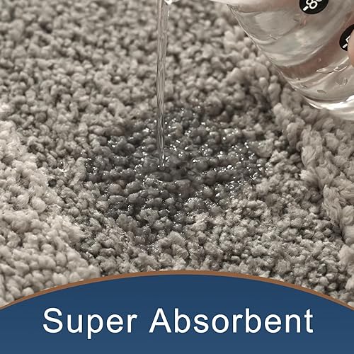 Miniatura 5 de Anybar Alfombra de baño gris antideslizante, gruesa, suave, peluda, bonita alfombra de baño Deocr, súper absorbente, lavable a máquina, alfombra