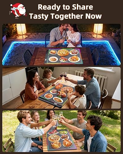 Miniatura 8 de Tapete de calentamiento para alimentos, extra grande, portátil, para bufé, bandejas de calentamiento eléctricas para alimentos, tiras LED multicolor