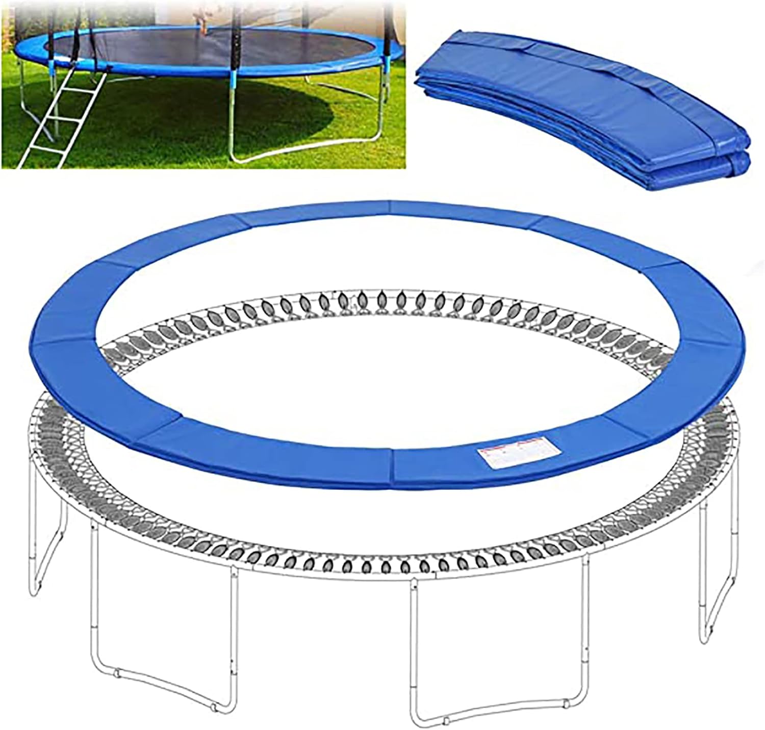 Trampoline Surround Pad Outdoor Trampoline Safety Mat, Oval Frame Blue Anti UV Protector Replacement Bouncer Accessories