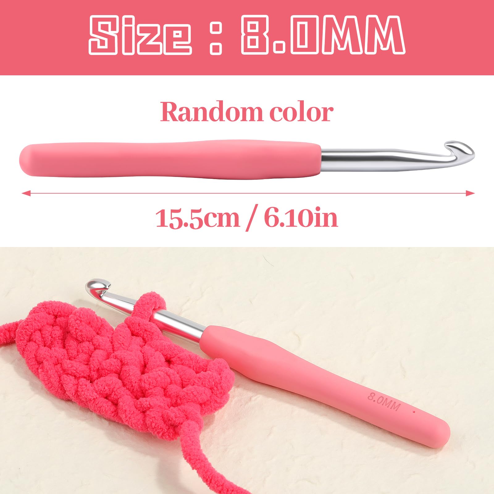 BUOKKON Crochet Hooks - 8.0mm Aluminum -2