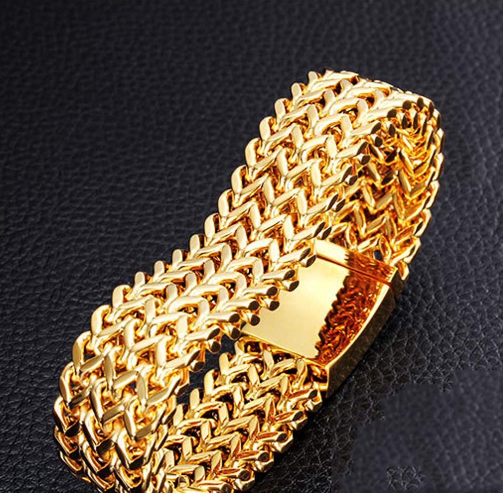 Mode Titan Stahl Armband, Titan Stahl Armband Einfache Und Stilvolle Und Elegante Beschichtung 18 Karat Gold Herren Edelstahl Schmuck Exquisit, Gold