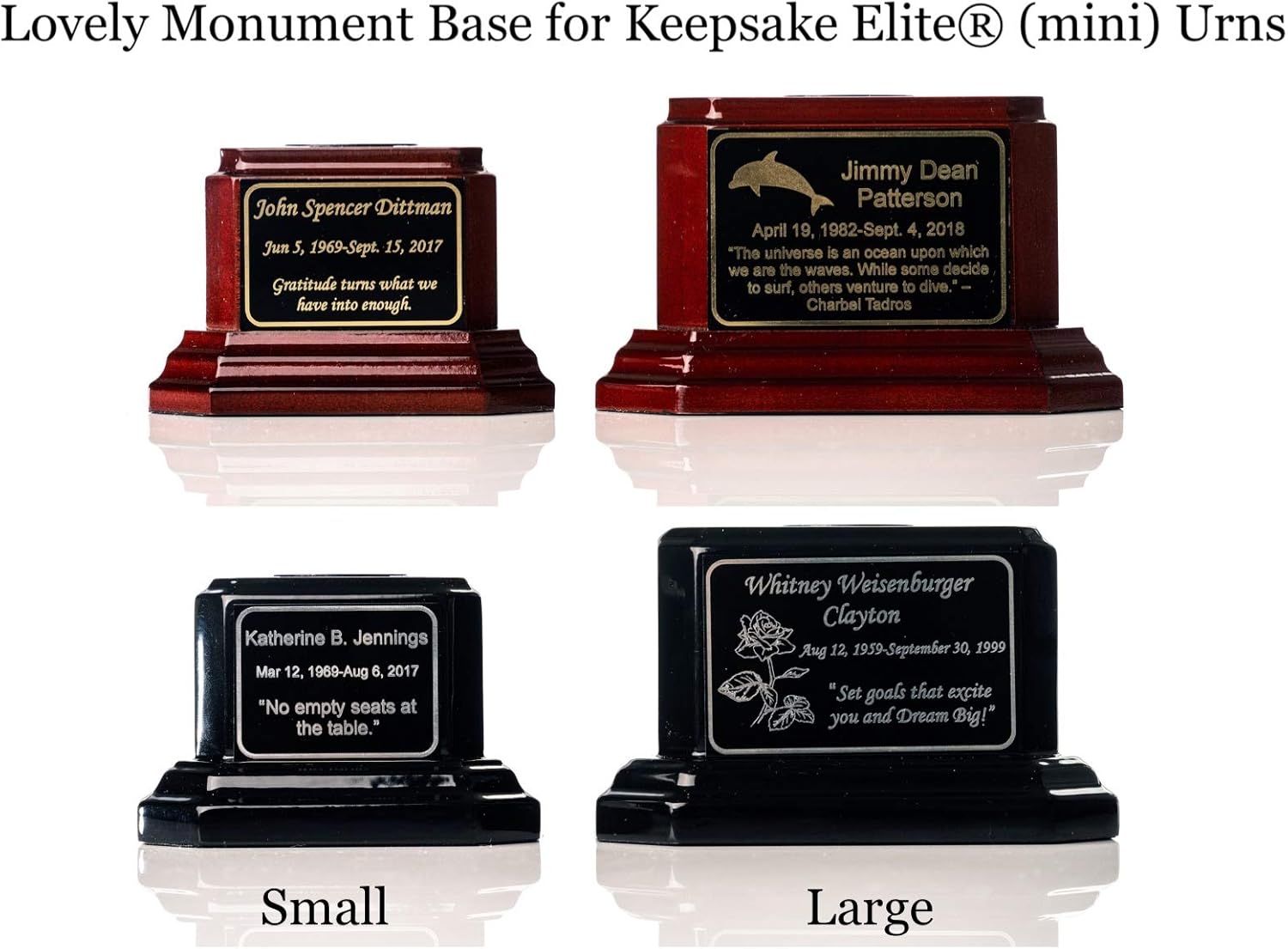Earth Memorials Keepsake Elite Urn Stand - Custom ENGRAVE - Rosewood/Gold Small, Display Stand for Cremation Human Ashes, Funeral or Burial Urns - Click on Storefront for Exclusive (Mini) Urns, P-05