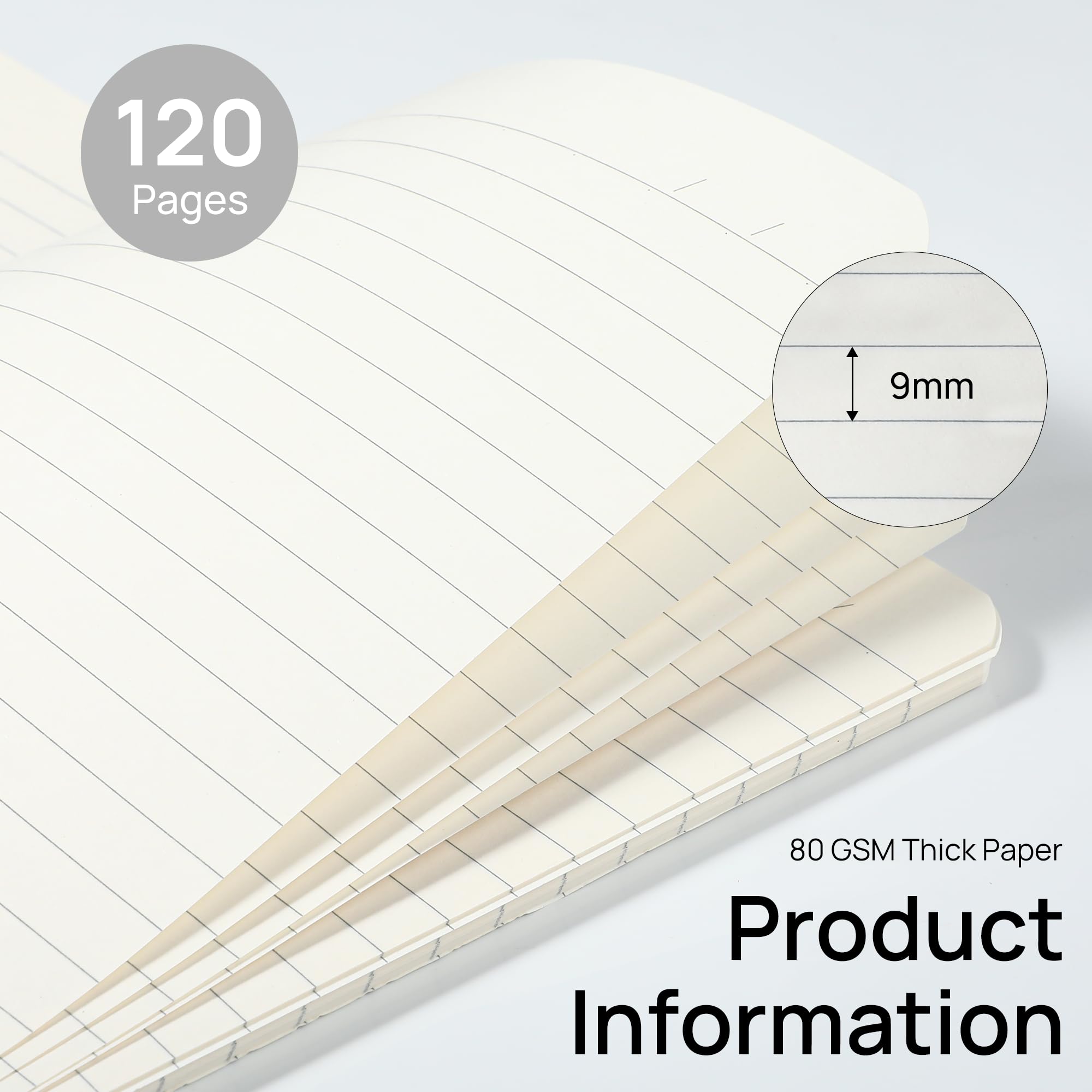 miikoul Lot de 12 carnets à spirales A5, 21,1 x 14 cm, 60 feuilles/120 pages, couverture rigide à larges lignes, avec couverture imperméable, carnet de notes 12 couleurs pour le bureau, la maison,