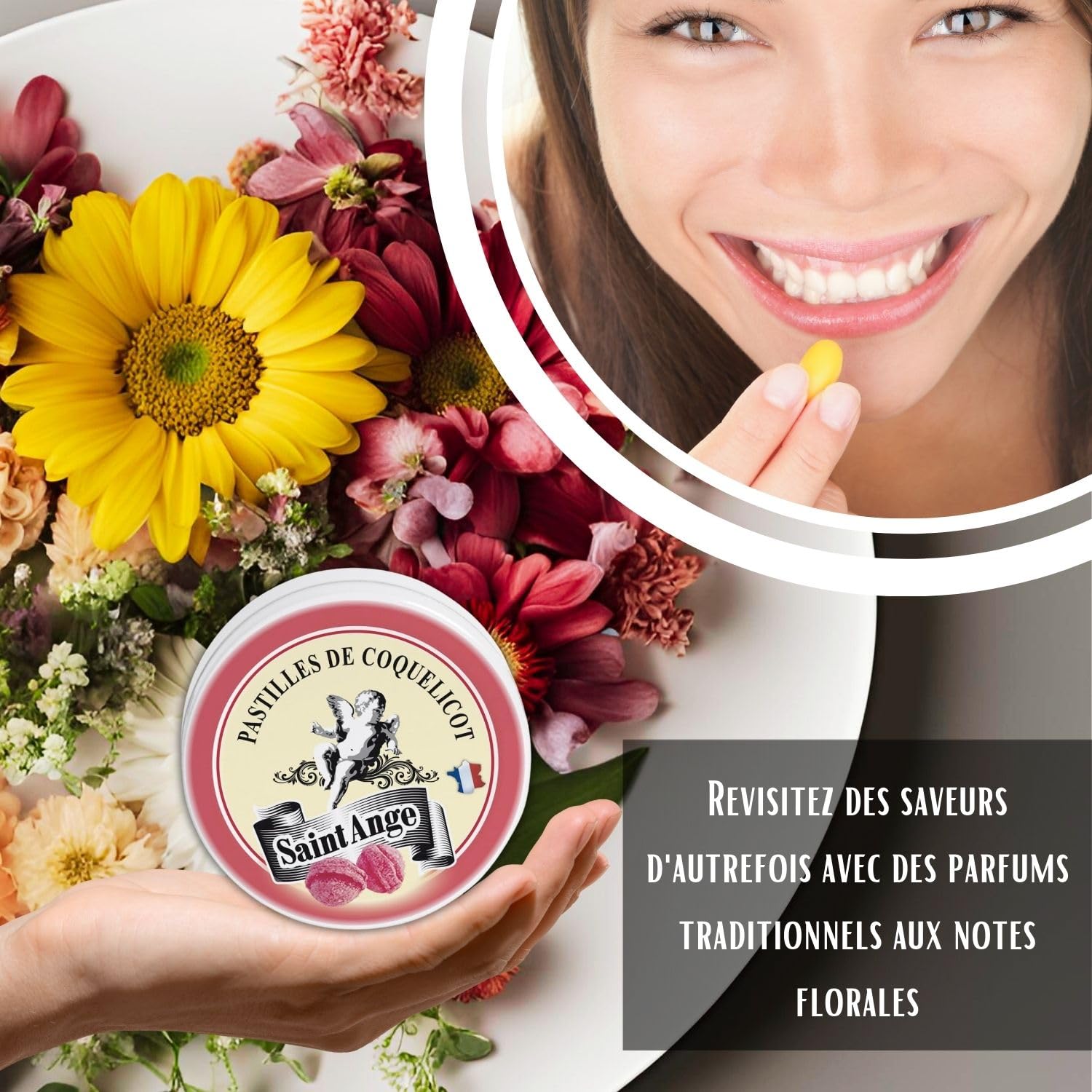 Pastilles Saint-Ange | Bonbons Traditionnels 100% Français (Coquelicot)