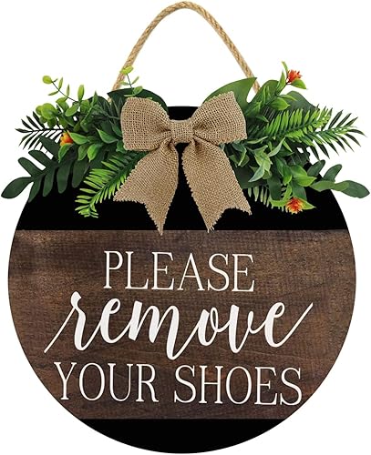 Letrero con texto en inglés Please Take Your Shoes Off para casa de 12 x 12 pulgadas, letrero con texto en inglés Please Take Off Shoes Off, Please
