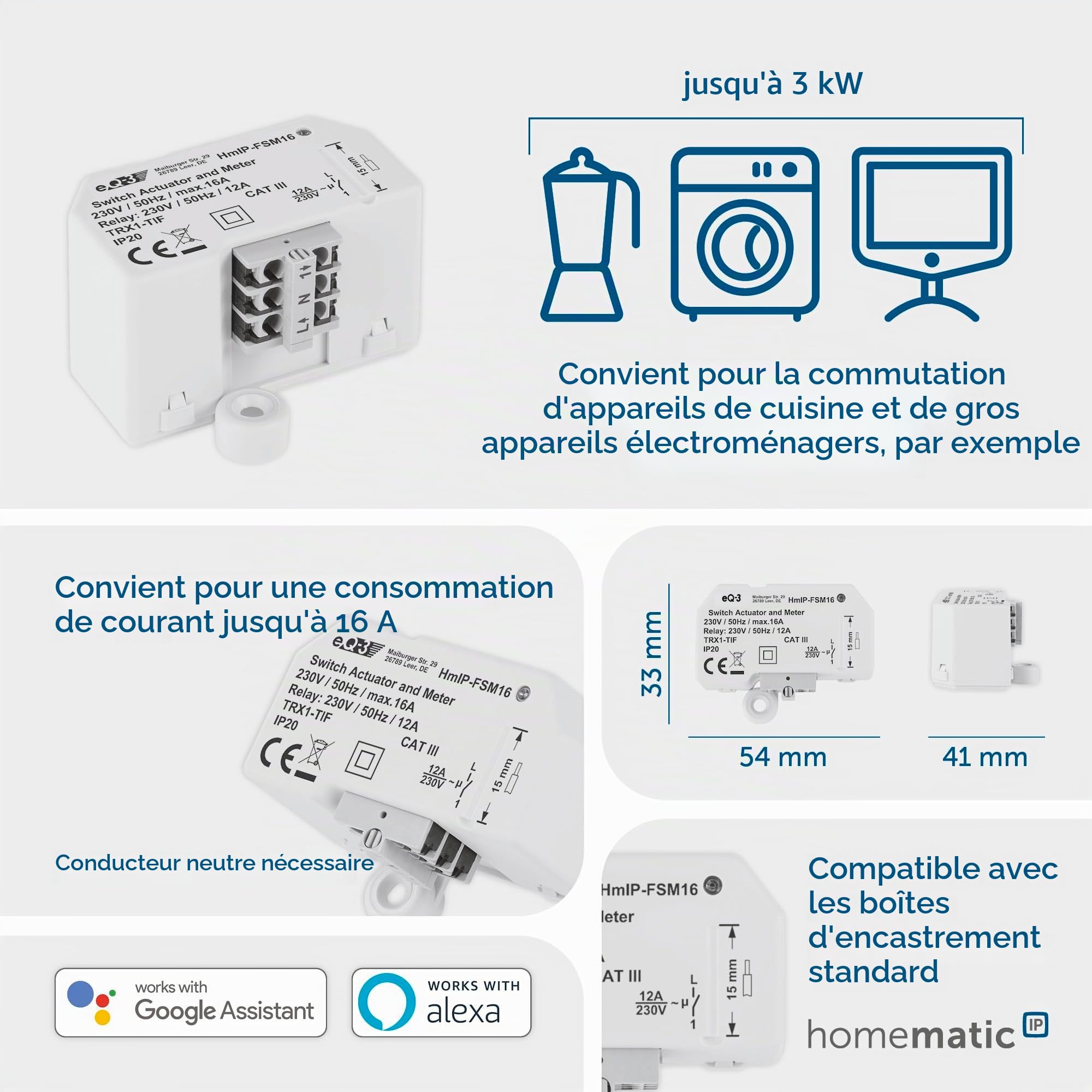 Homematic IP Interrupteur connecté, 150239A0, 230V