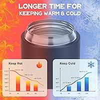 Vista 4 de Termo de sopa de 14 onzas para comida caliente con contenedor de aperitivos de 7 onzas, contenedor de almuerzo aislado a prueba de fugas para niños