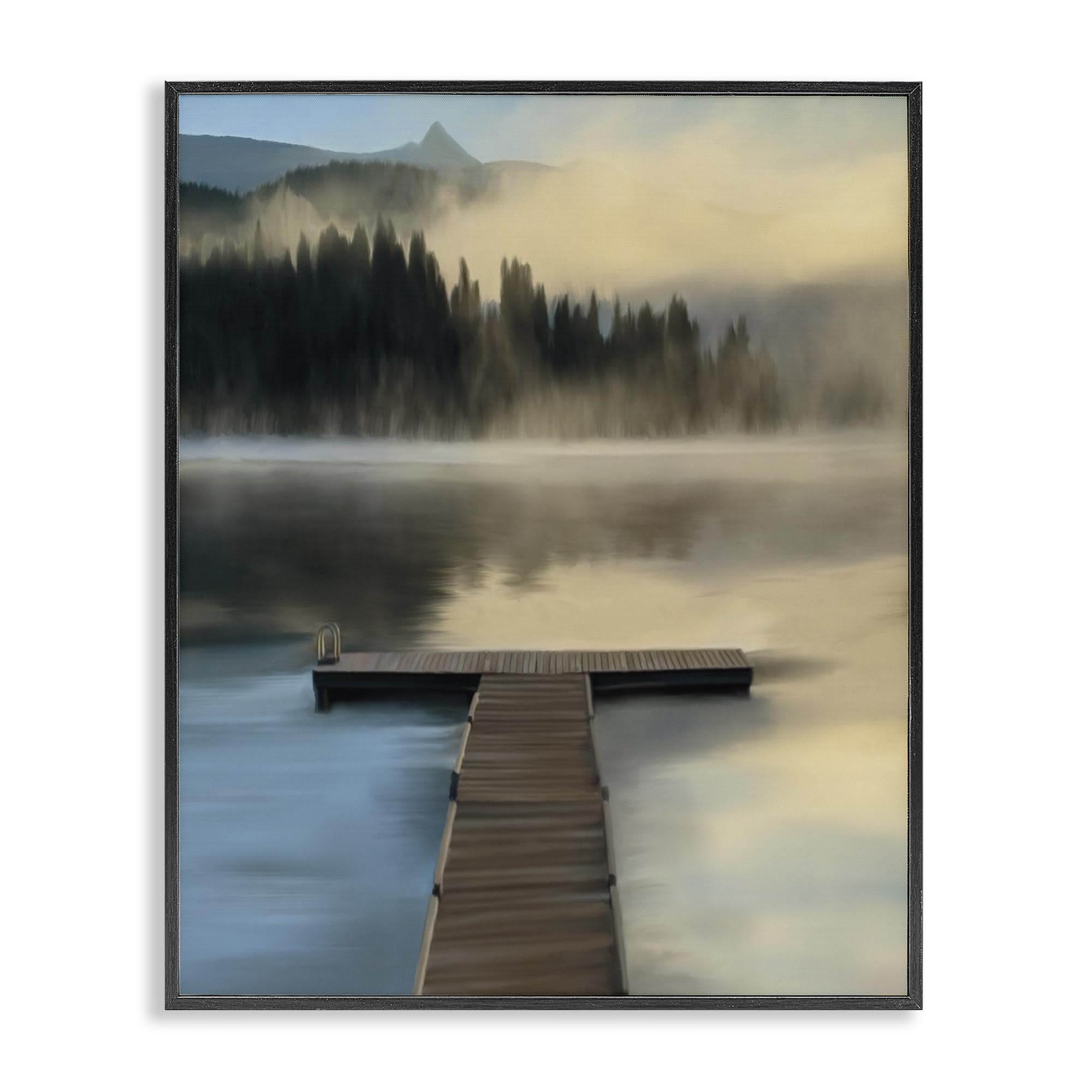Stupell Industries Midnight Black (Textured) 'Reflective Lake At Dusk'| Framed Giclee Art