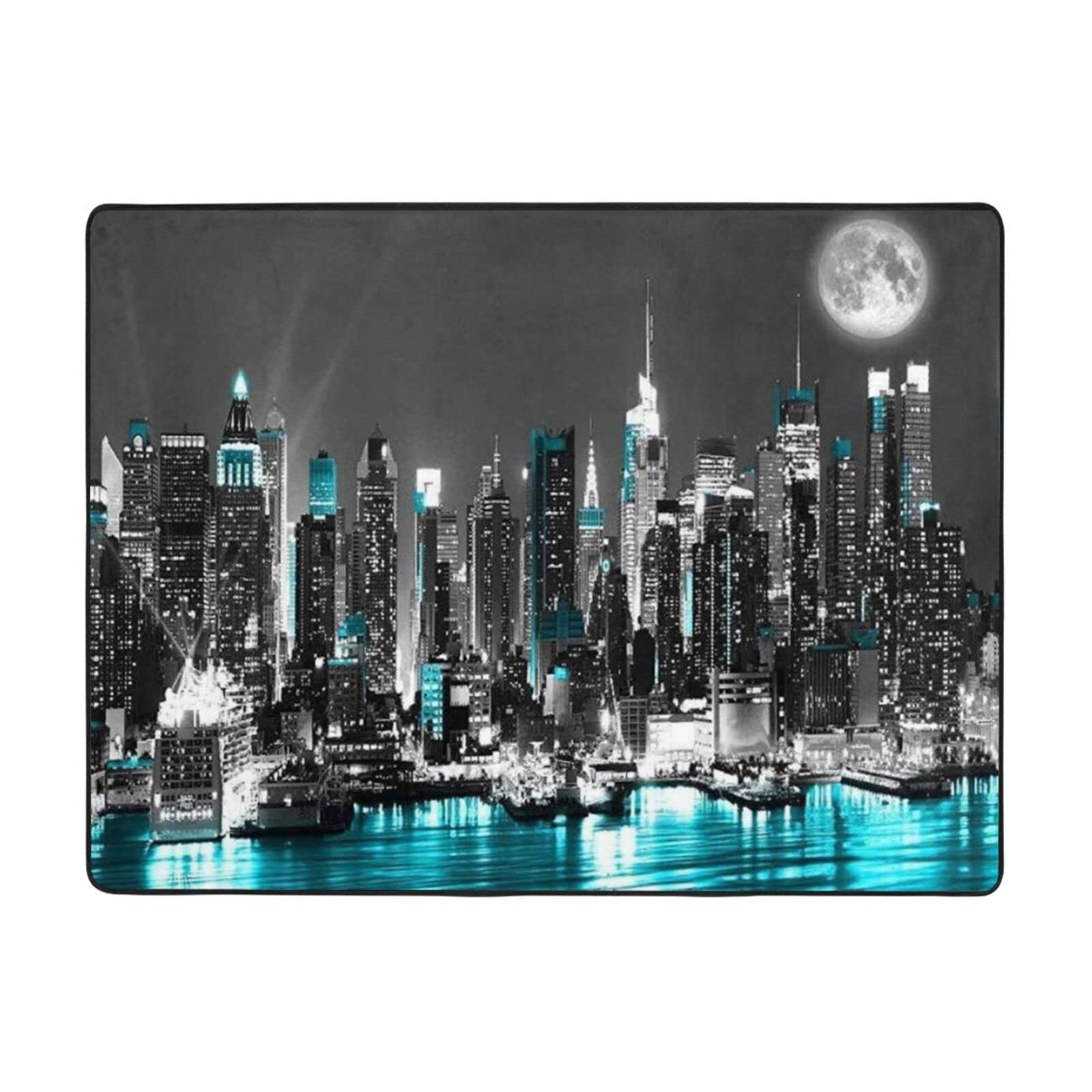 Tapis New York antidérapant PEIXEN en flanelle lavable pour chambre