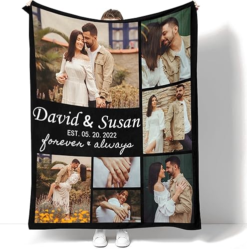 Miniatura 7 de Mantas personalizadas con fotos de texto para parejas, amantes de la pareja, manta de collage de imágenes personalizada, manta de memoria
