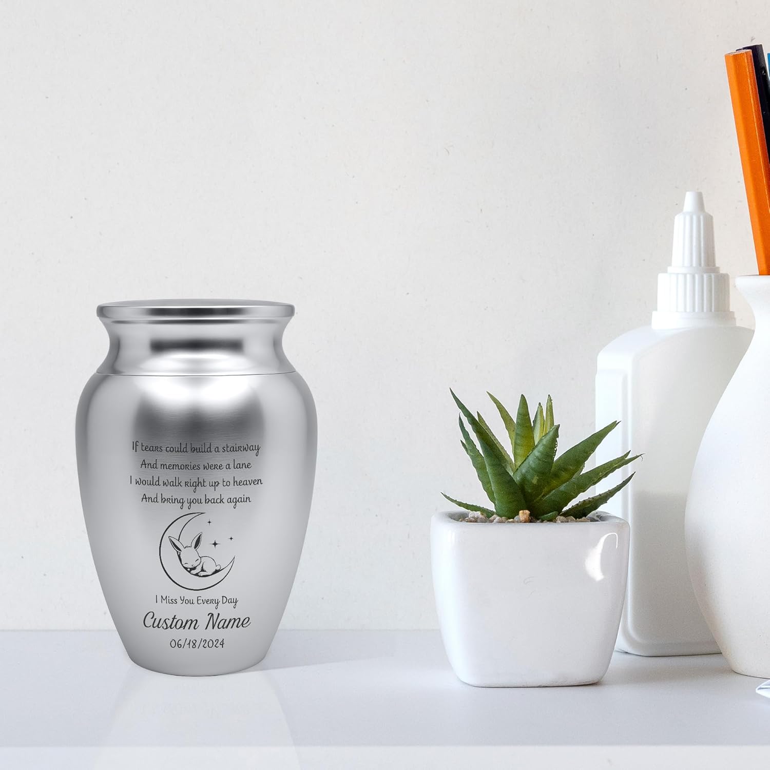 Artsy Woodsy Personalized Baby Memorial Mini Urns for Human Ashes, Cremation Stainless Steel Decorative Keepsake Urns for Ashes, Angel Baby Grieving Gift, in Memory of Child (10, 2.56x1.77)