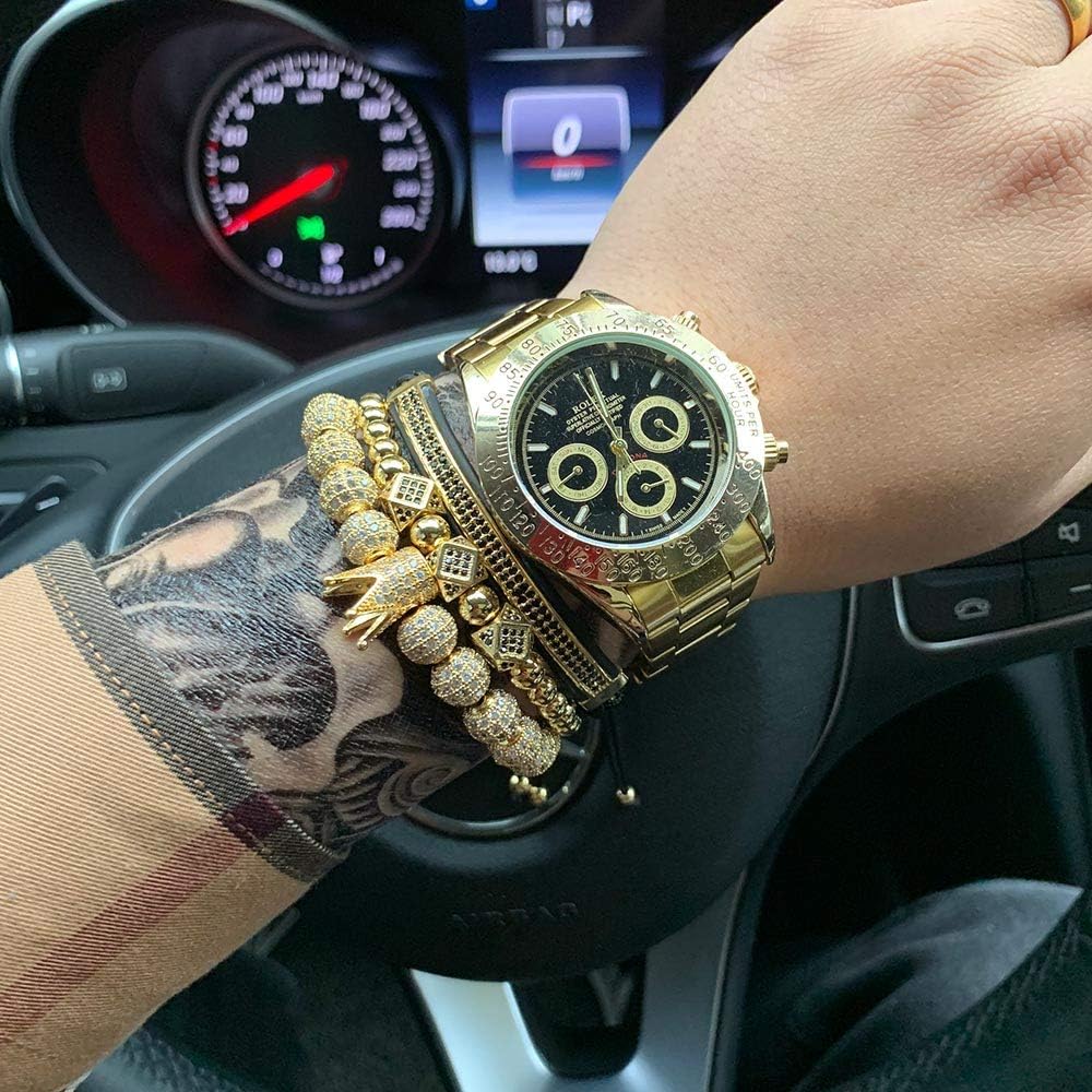 WFYOU Imperial Crown Bracelets for Men 18kt Gold Bracelet Cubic Zirconia Beads Bracelets Cross Bracelets Charm Men Luxury Gift - Image 7