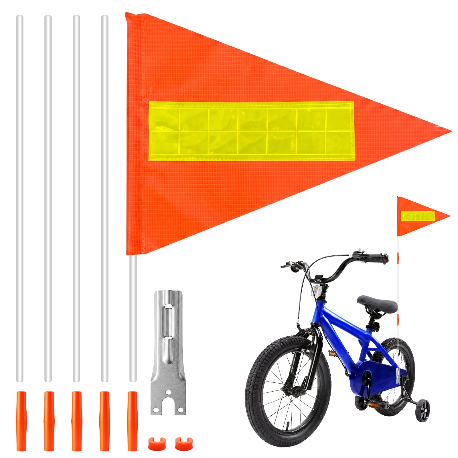 Fanion de Sécurité pour Vélo 150cm, Drapeau Velo Réfléchissant Impréable, Tige Réglable
