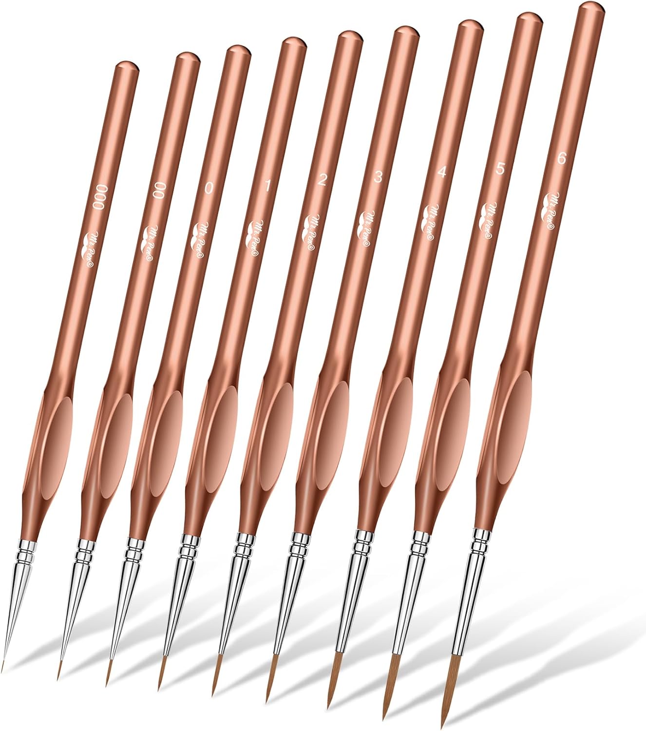 Mr. Pen Detail Paint Brushes Set, 9 pcs, Rose Gold, Miniature Paint Brushes, Thin