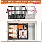Large Freezer Organizer Bins,Upgraded Bottom Leak-Proof net,Fit 10 to 20 Cu Ft Chest Freezer,4Pack, Expandable Stackable Chest Freezer Containers with Handle(Black-4Pack)