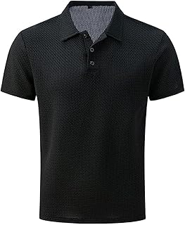 Polo Shirts for Mens Hollow Lapel Short Sleeve Summer Tops Lightweight Breathable Quick Dry Casual Tshirts Plus Size