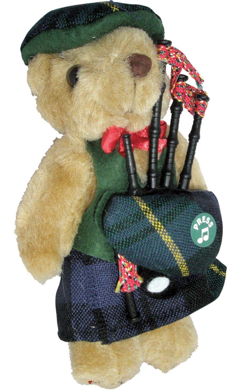 I LUV LTD Musical Figurine Teddy Bear Scottish Gift for Gordon Tartan Clan, Made in Scotland