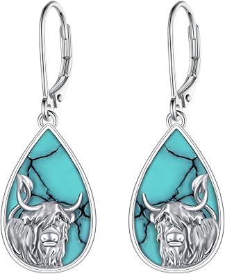 Western Highland Cow Earrings 925 Sterling Silver Cow Earrings Cute Animal Jewelry Gifts for Women