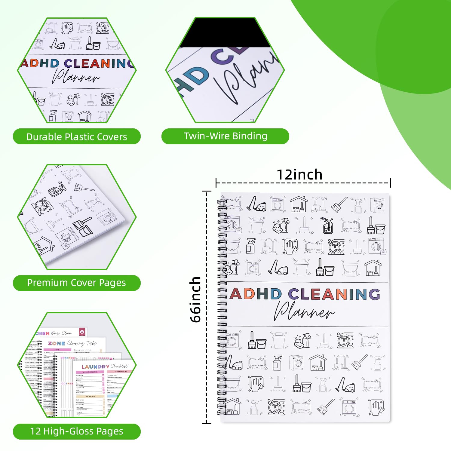 ADHD Cleaning Planner for Adults – Undated Daily, Weekly & Monthly Cleaning Schedule & Checklist – Household Chores Organizer Notebook for Home Management, Routine Tracking &... - Image 9