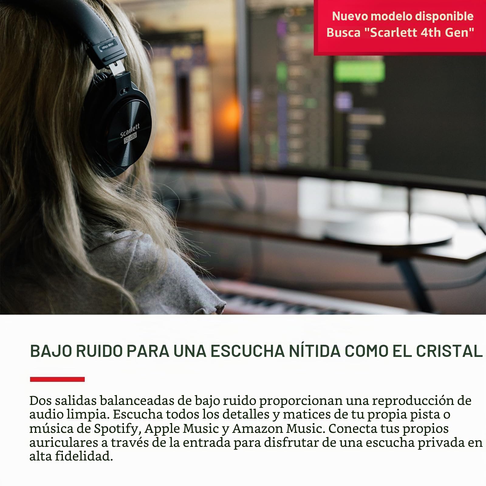 Scarlett 2i2 Studio 3rd Gen, Interfaz de Audio, Micrófono de Condensador y Auriculares, USB