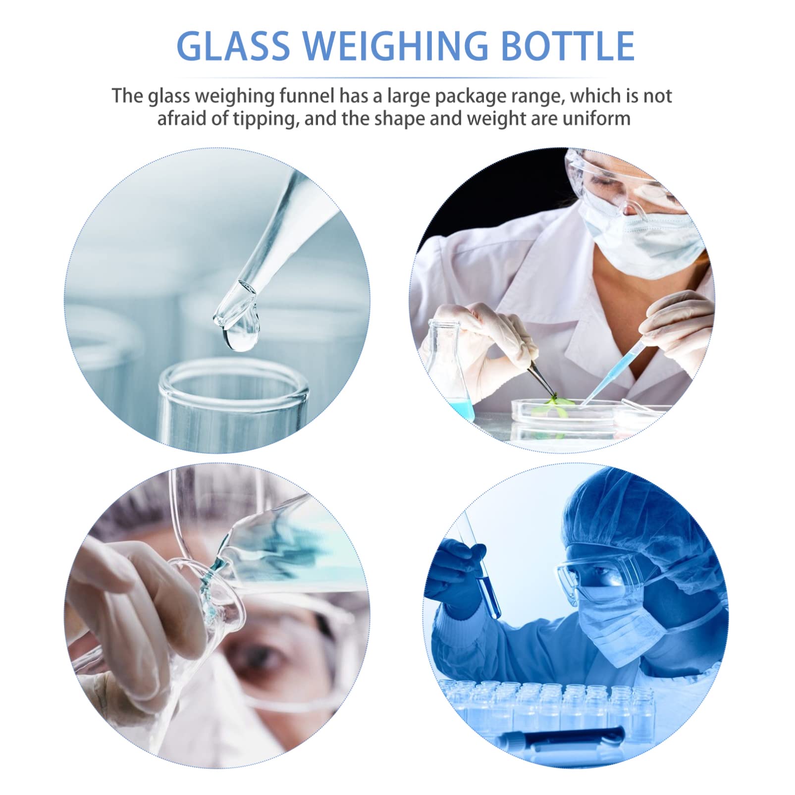 ULTECHNOVO 12pièces Bouchons De Pesée Verre Transparent Entonnoirs De Pesée De Laboratoire Pour Solides Et Liquides Pour Expériences Lab