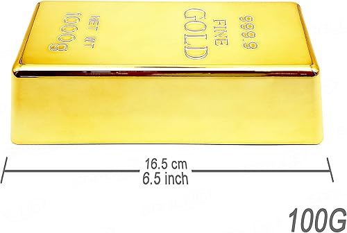 Miniatura 3 de SABLUE Réplica de barra de oro falsa barra de oro lingote de ladrillo de plástico brillante novedad regalo broma accesorio decorativo película