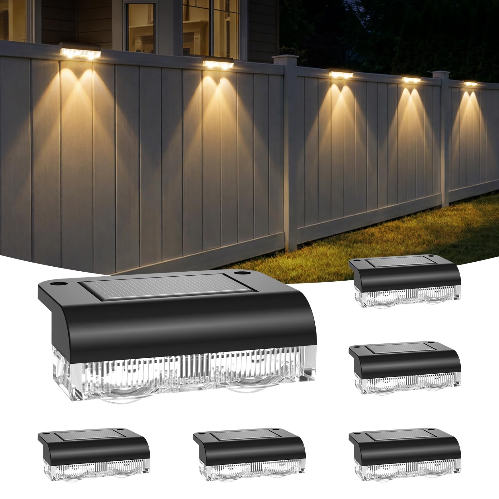 A.bigwhale Solar Wandleuchte Aussen, Solar Zaunleuchten für Außen 6 Stück Solarleuchten Wasserdichte Außenbeleuchtung, Solarlampen für Außen Garten Wand Balkon Terrasse Treppen