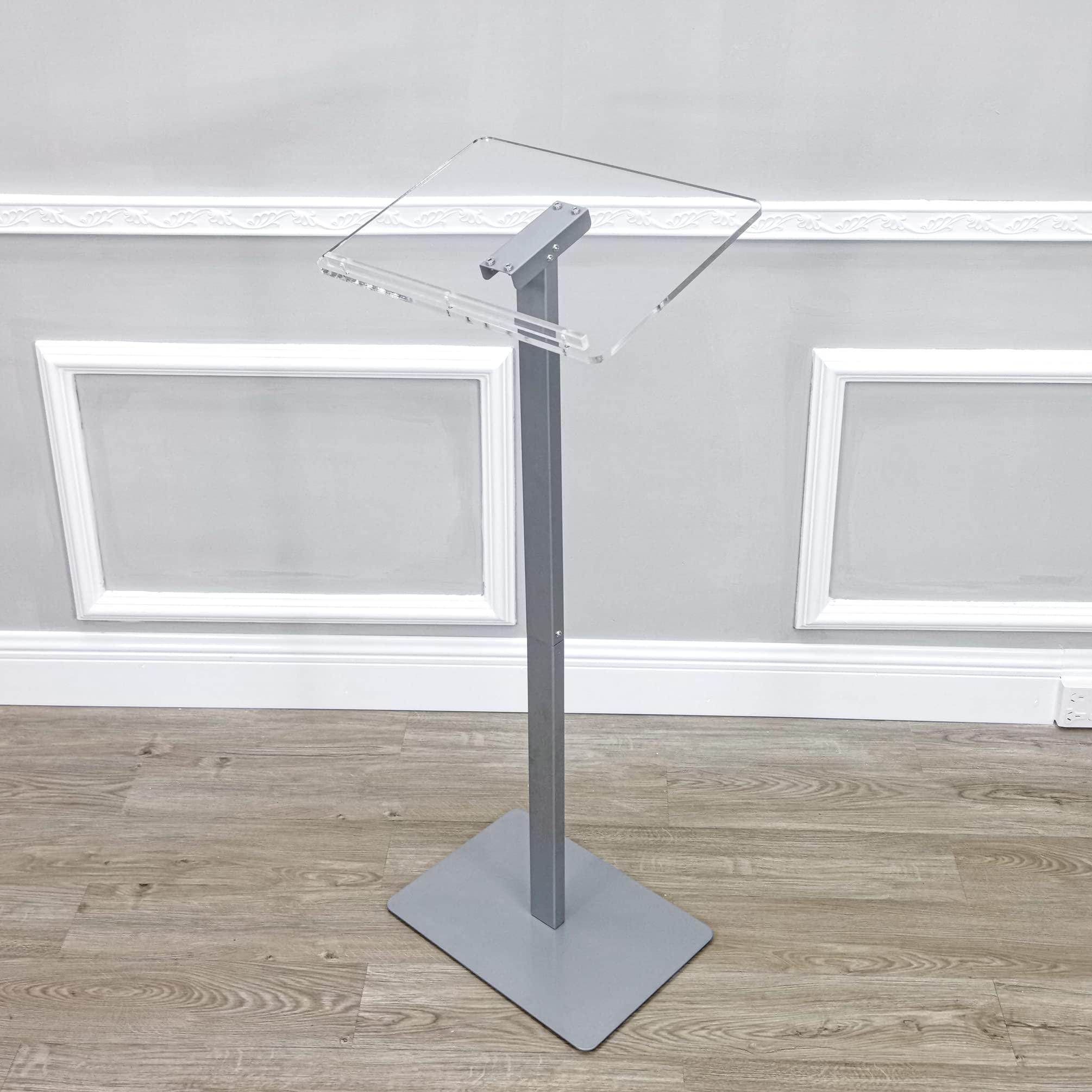 Amazon | FixtureDisplays アクリルポディウム 床 アルミポール ベース