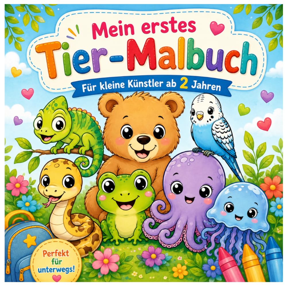Mein erstes Tier-Malbuch: Einfache Tiere zum Ausmalen für Kinder ab 2 Jahren