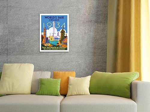 Miniatura 4 de Feria Mundial de Chicago 1934  Tour el mundo en la feria  Póster de viaje vintage por Weimer Pursell c.1934  Impresión artística maestra de 9 x 12