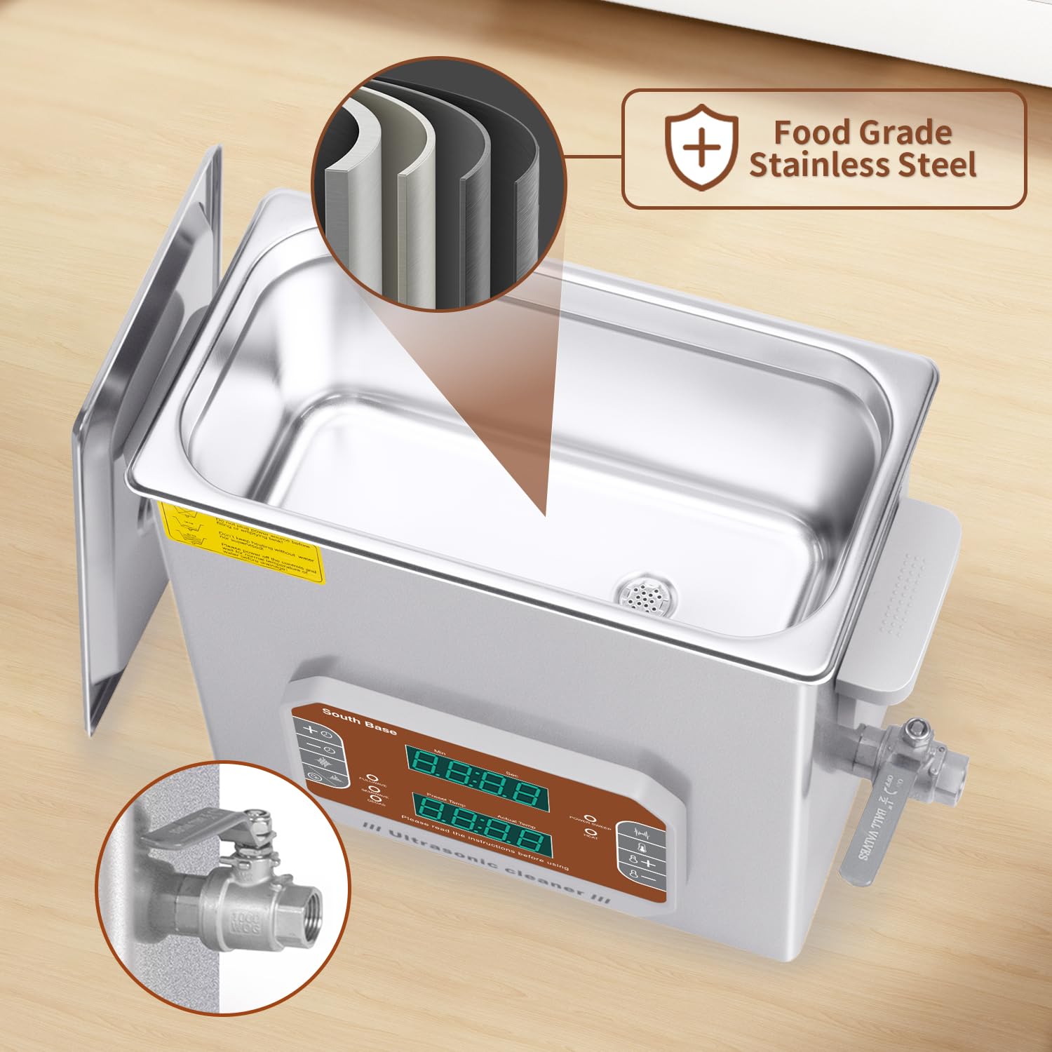 SOUTH BASE Ultraschallreinigungsgerät,6L Ultraschallreiniger mit Reinigungskorb,Timer&Heizung,180W Touch Control Ultraschallreinigungsmaschine zur Reinigung von Vergaserteilen,Schmuck,Brillen,Ketten