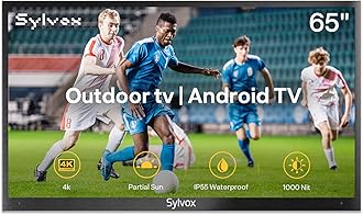 SYLVOX Outdoor TV, 4K UHD 65 Inch Smart TV, IP55 Waterproof 1000 nits Brightness for Partial Sun, Outdoor Television Powered by Android OS, Works with Voice Assistant & Screen Cast (Deck Pro)
