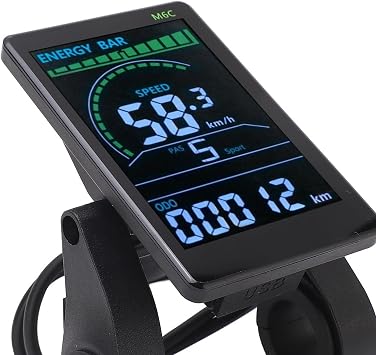 Uxsiya M6C Electric LCD Display Meter ABS Construction,Clear LCD Display,6 Pin Cable, Easy Installation,with Headlight Connector for 24V 36V 48V 60V