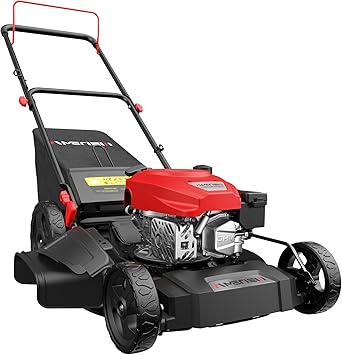 AMERISUN 21-Inch Gas Push Lawn Mower for Large Yard, 144cc 4-Stroke Engine, 6-Position Adjustable Cutting Height, 3-in-1 Mulching, Side Discharge & Rear Bag for Garden Landscaping