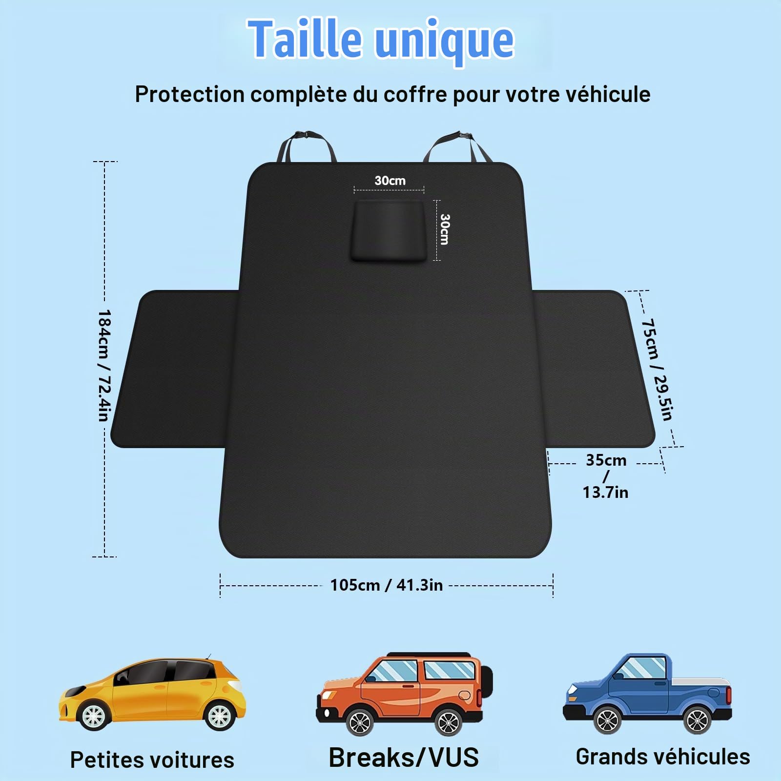 AiQInu Universelle Protection Coffre Voiture Chien 184 * 105cm, Imperméable, Antidérapante, Résistante aux Rayures, Protection Voiture Chien pour SUV, Berline, Break