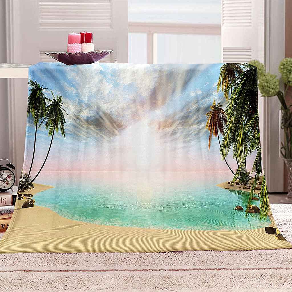 Couverture flanelle effet mer en impression 3D pour un lit doux