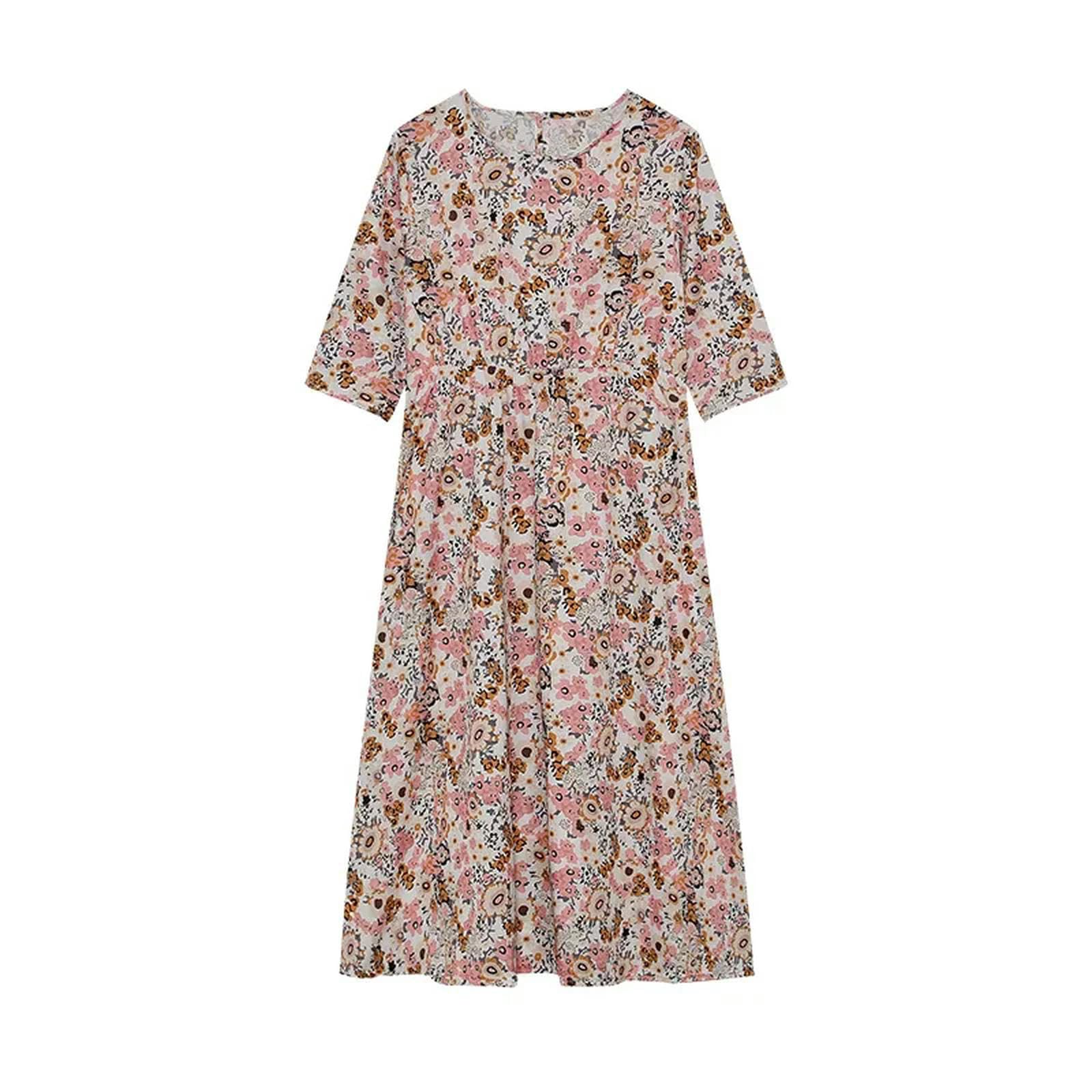 Robe mi-longue imprimée ample avec poches pour un confort quotidien optimal
