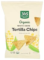 Vista 7 de 365 by Whole Foods Market, Chips de tortilla de maíz blanco orgánico estilo restaurante sin sal, 14 onzas