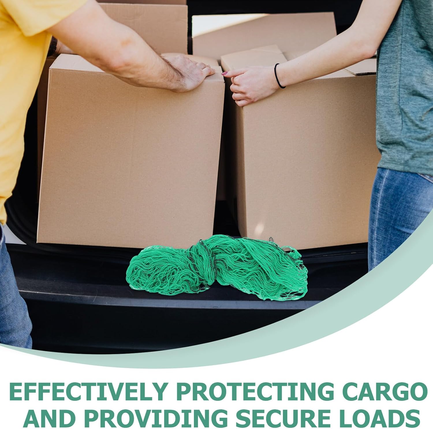 Heavy Duty Truck Cargo Net for Pickup Truck Bed 2.5x3.5m with Elastic Bungee Cord and Metal Hooks, Stretchable Car Cargo Net for Secure Load and Trailer Use