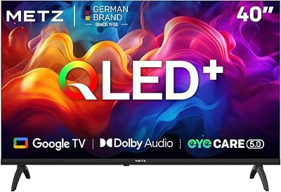 Metz TV 40 Pulgadas Smart TV, 40MQF7000Z, QLED, Smart TV 40 Pulgadas, HDR10, Dolby Audio, Bluetooth 5.1, Negro (DVB-T/T2/S/S2/C ATV, Ci+) 2025