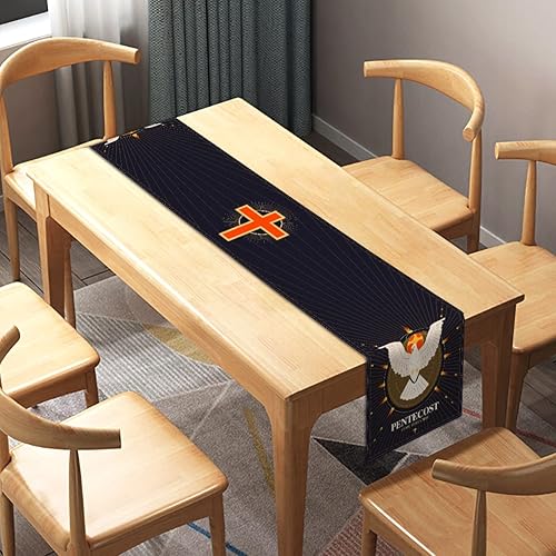 Miniatura 2 de Sunwer Camino de mesa de Pentecostés con espíritu santo cristiano para fiestas, decoración de mesa, decoración del hogar, cocina, comedor, 13 x 72