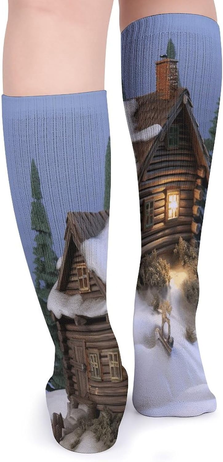 5 Pairs Knee High Socks Wooden Winter House Long Tube Boot Seamless Toe