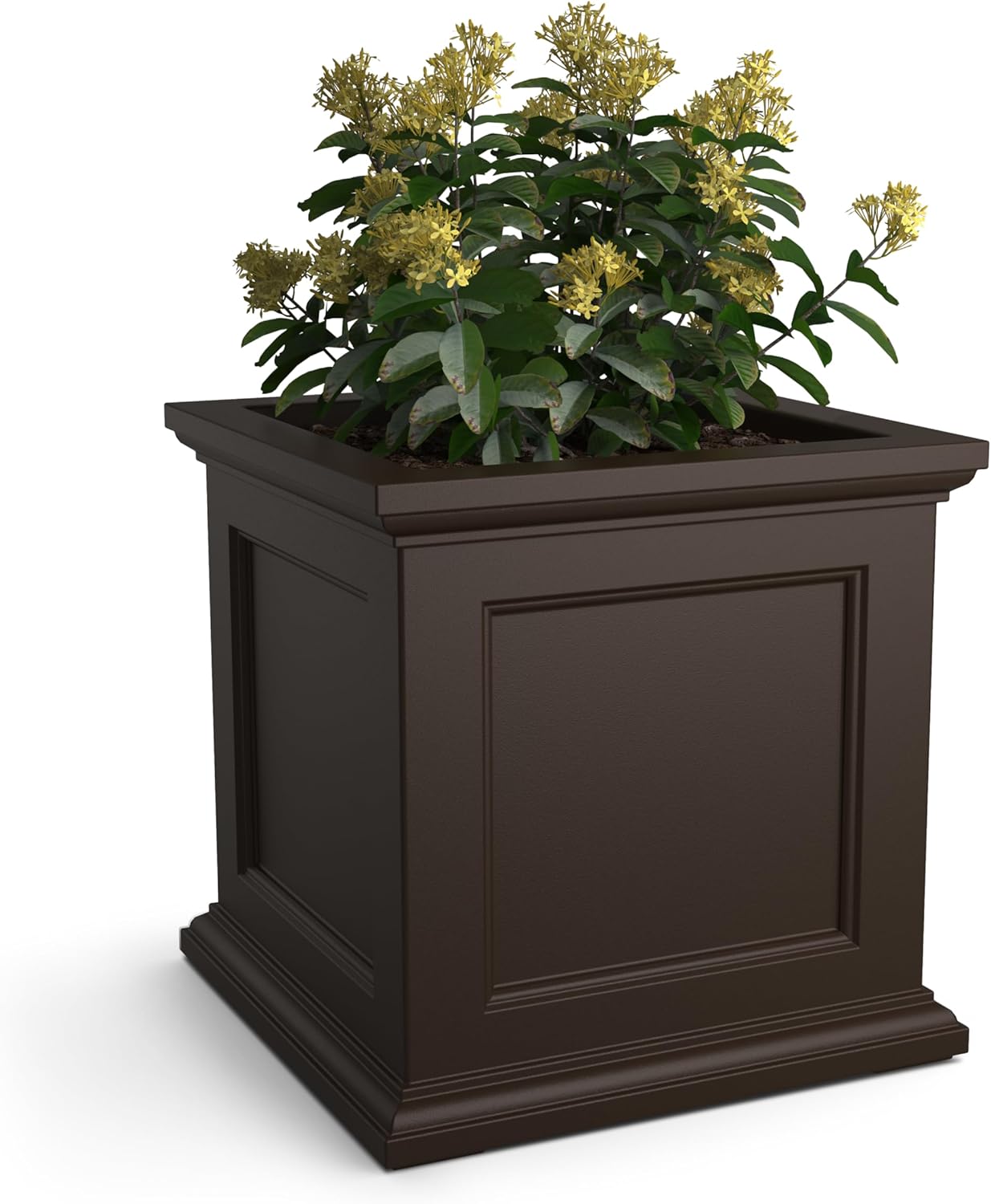 Mayne Fairfield 28-Inch Square Planter – Weather-Resistant Planter for Flowers – Durable Indoor/Outdoor Design for Commerical, Patio, Porch, or Entryway, Black