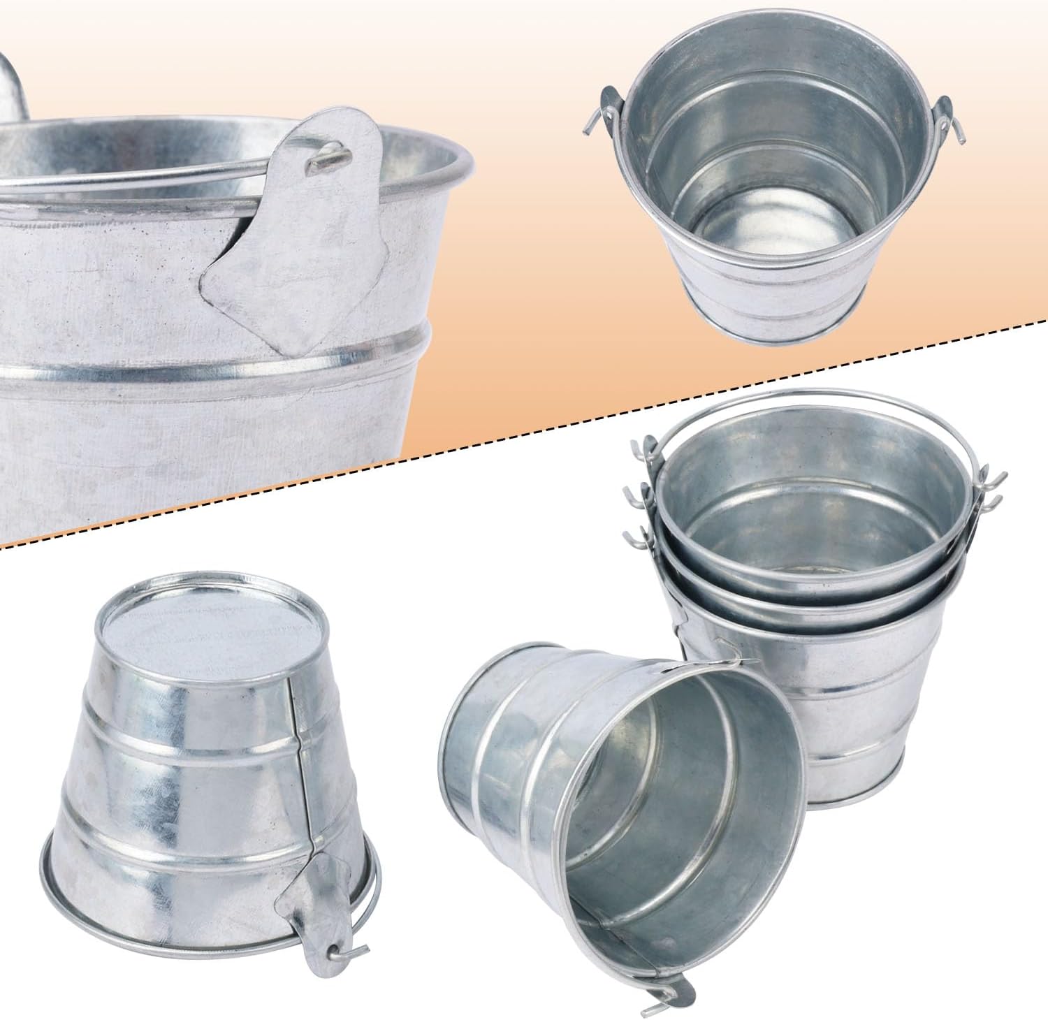 30 Pack 3 Inch Small Galvanized Metal Buckets with Handles, Mini 3 Inch Galvanized Tin Pails for Party Favors, Succulents, Rustic Home Decor